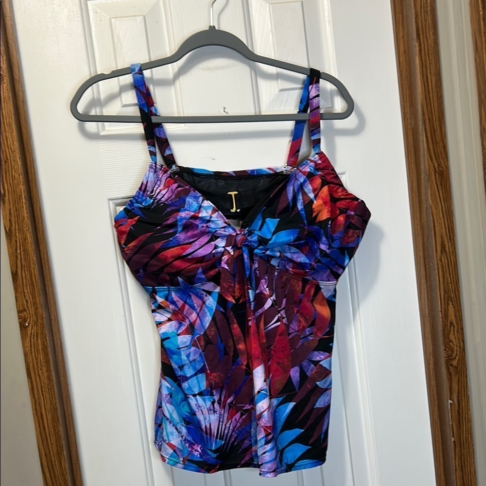 Swimsuits For All Blue Tie Front Fitted Tankini NWOT